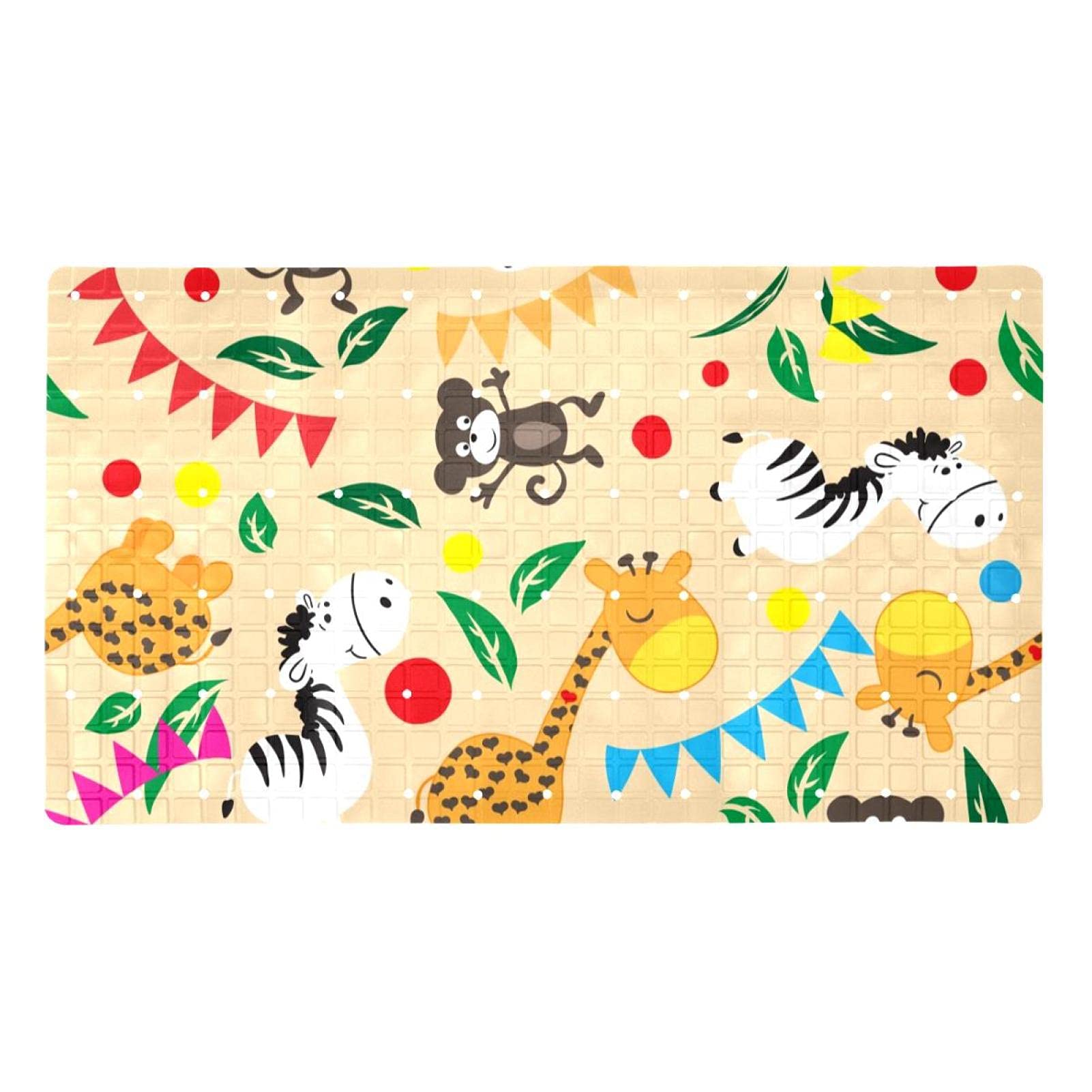 Tapis de bain antidérapant jaune motif animal 39x70 cm Bennigiry
