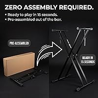 Vista 2 de RockJam Xfinity - Soporte para teclado de piano de alta resistencia, doble X, premontado, infinitamente ajustable con correas de bloqueo