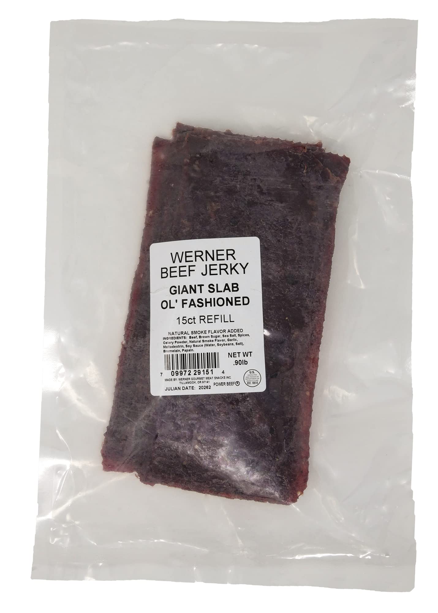 Werner Old Fashion Beef Jerky Slab – 15 Count Giant Sheets of Beef Jerky – Made in the USA