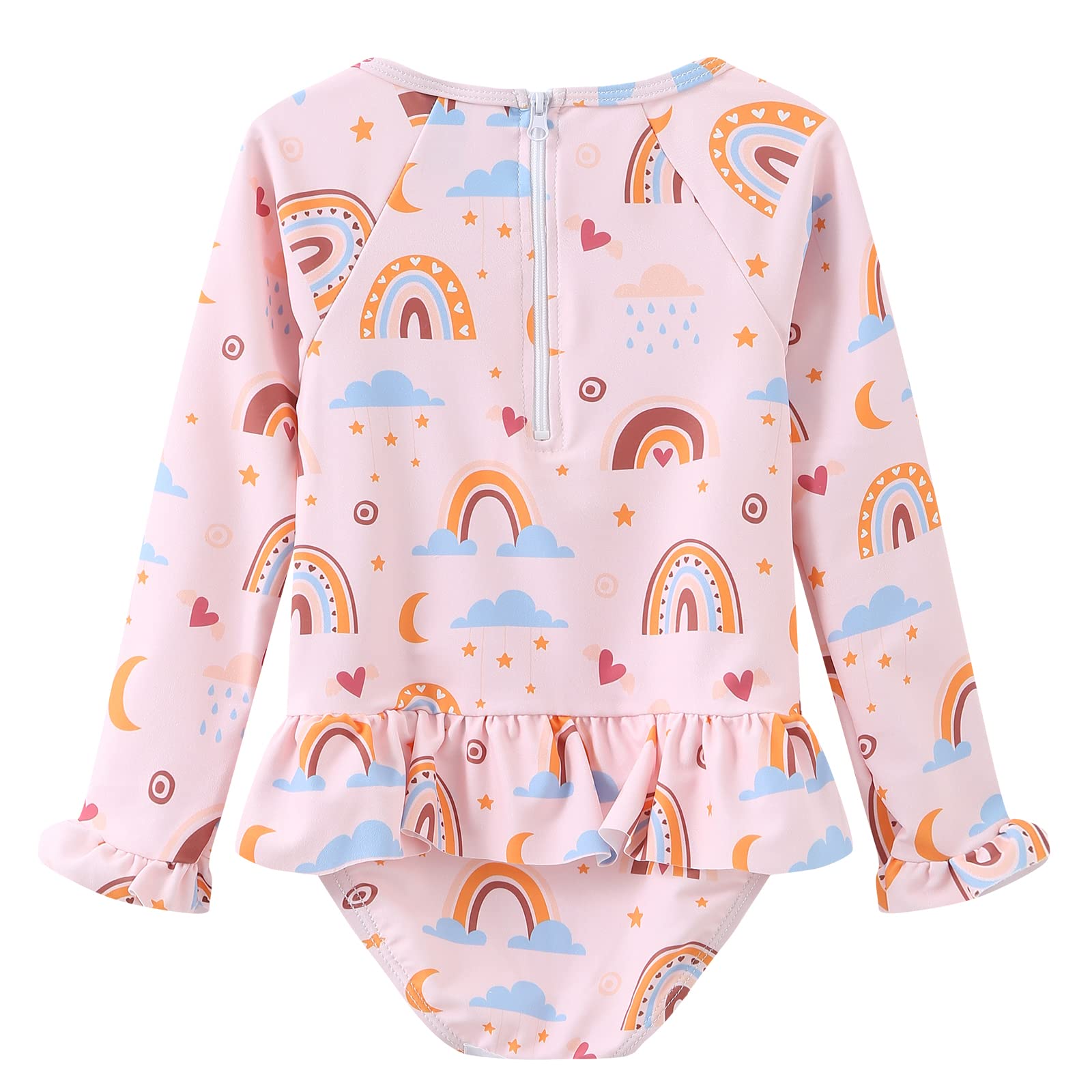 Aisyee Baby Girl Swimming Costume Long Sleeve One Piece Swimwear Baby Girl Swimsuit 3 Months-5 Years