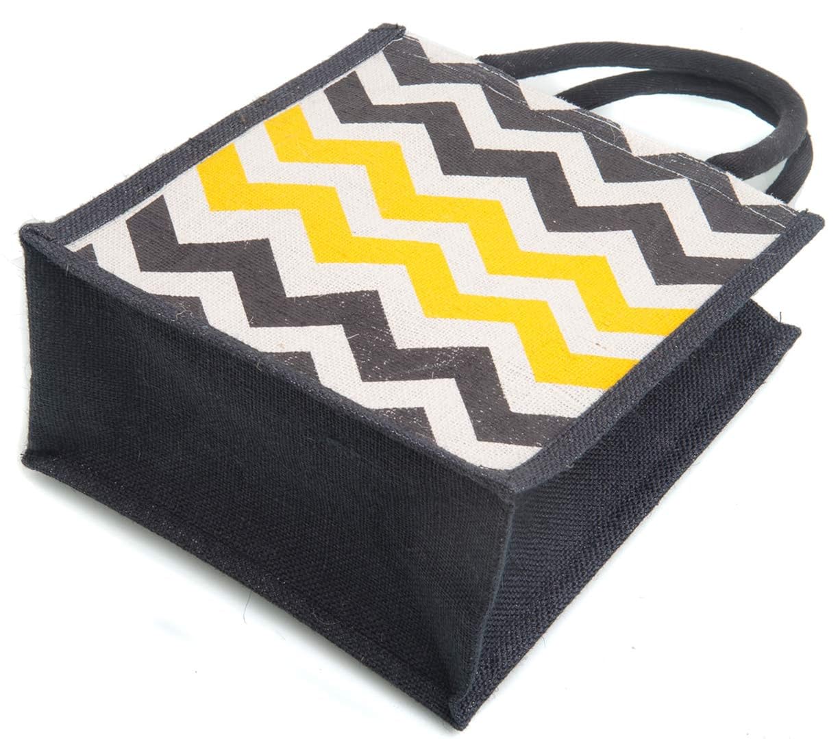 H&B Men's Zigzag Printed Jute Tiffin Bags with Zip (Beige, Medium) Amazon.in Bags, Wallets