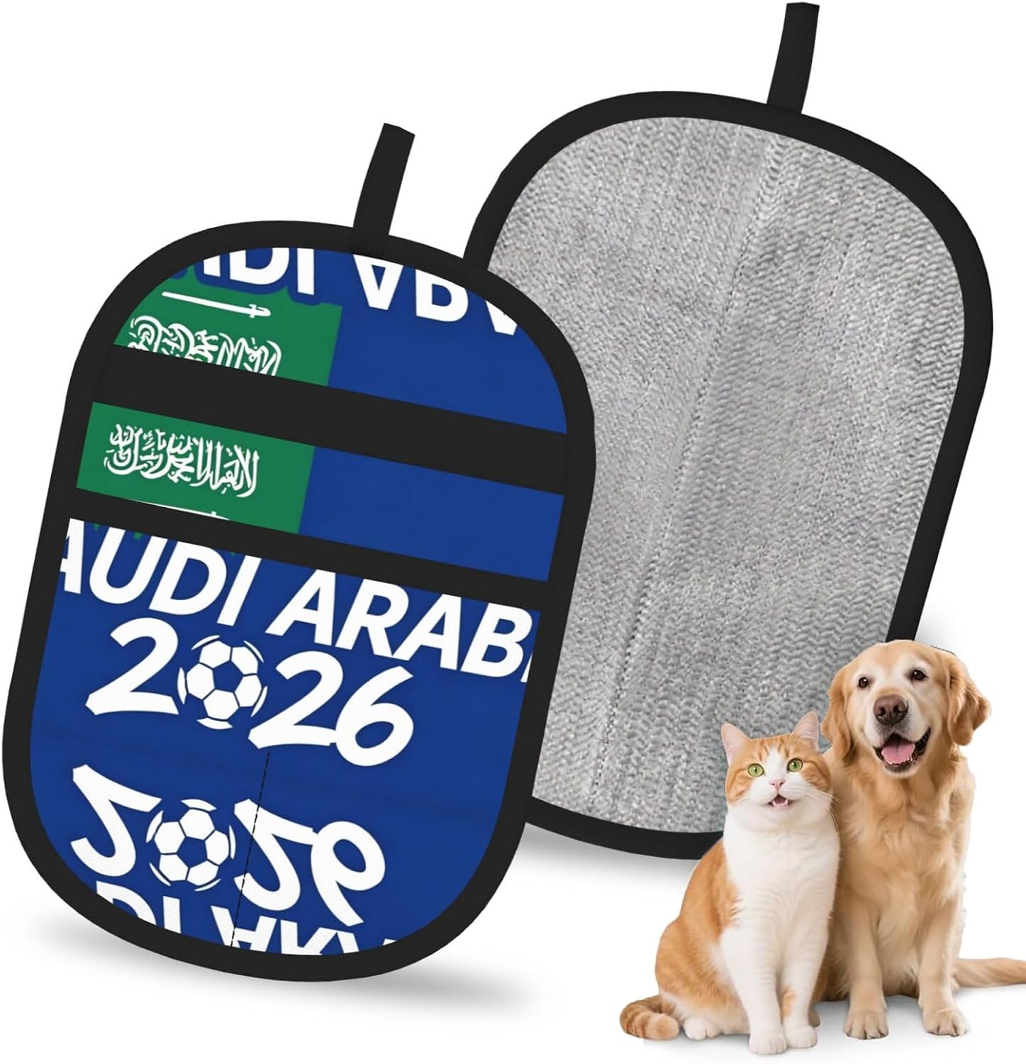 Saudi-Arabia-Flag Print Pet Hair Removal Glove Reusable Dog and Cat Hair Remover for Couch, Furniture, Carpets
