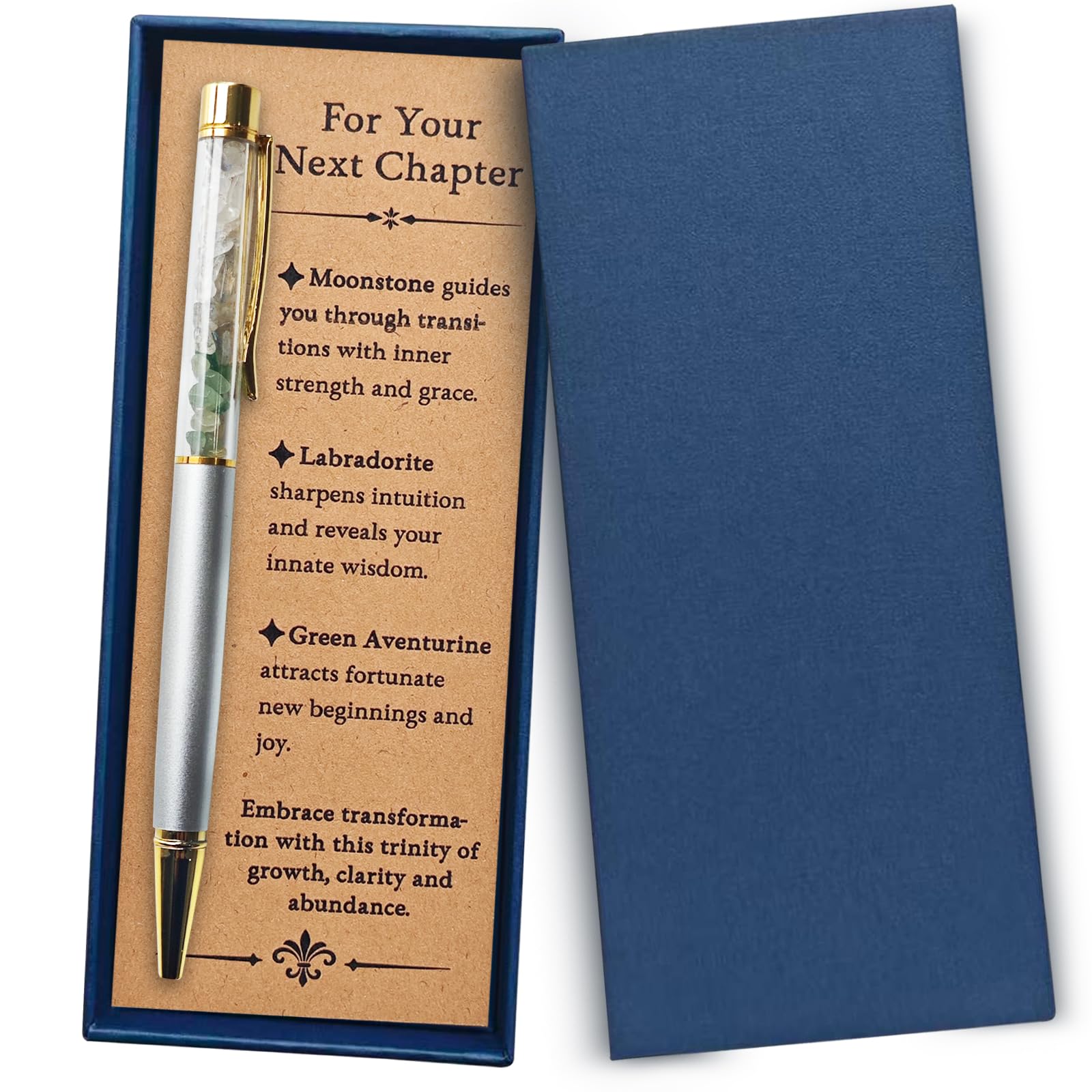 Moonlight Miles Crystal Pens For Women,New Job New Beginning Inspirational Gifts With Gift Box & Card,Leaving Gift Good Luck Gifts For Nurses,Teachers,Coworkers,Friends (Style1-Next Chapter)