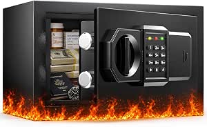 35-Min 1800°F Small Fireproof Safe, 15.25 Lbs Heavy Duty Safe Box