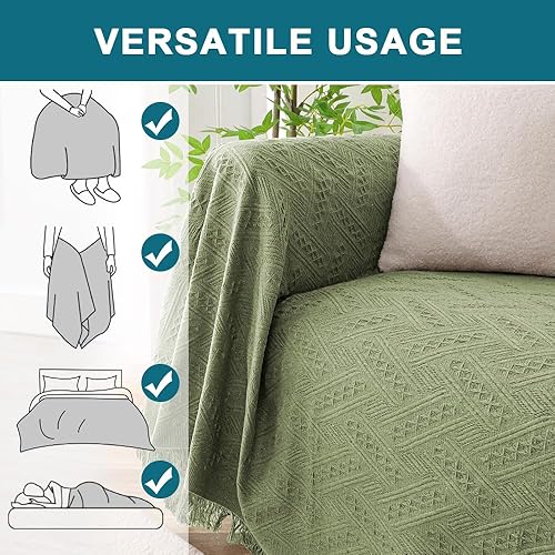 Miniatura 4 de Turquoize Funda de sofá de algodón para sofá, color salvia, protector para sofás, fundas de sofá seccional lavables para perros, con tela jacquard