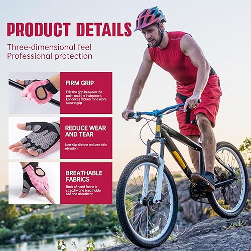 Miniatura 4 de YEHIEL Guantes de gimnasio protección completa de la palma, guantes de entrenamiento para gimnasio, ciclismo, ejercicio, transpirables