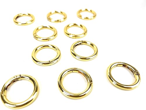 Miniatura 8 de 10 piezas de mosquetones redondos dorados de 0.453 in de resorte de 0.453 in, hebillas a presión para llavero, bolsa, monedero, fabricación de