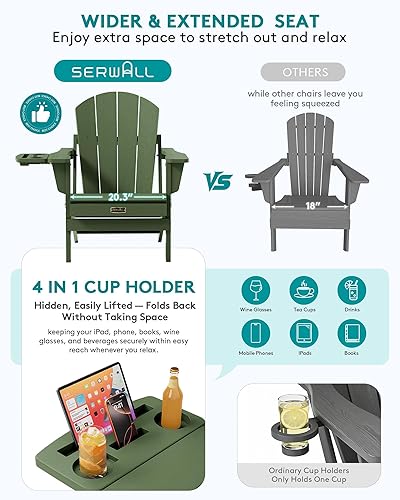 Miniatura 24 de SERWALL - Silla plegable Adirondack para patio, jardín, exterior, resistente a la intemperie, sillas para hoguera, color naranja