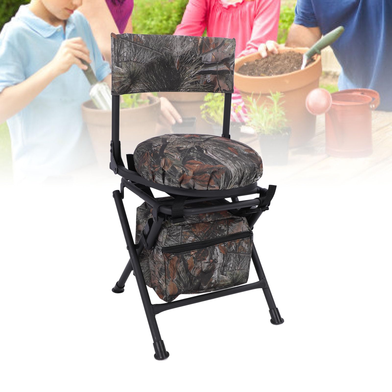 SIXRUN Silla de Caza Portátil Capacidad de Peso Fuerte 360 ​​Grados Silla de Exterior Giratoria para Chips de Senderismo de Pesca