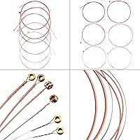 Vista 2 de Bememo 3 juegos de 6 cuerdas de acero de repuesto para guitarra acústica (1 juego de latón, 1 juego de cobre y 1 juego multicolor)
