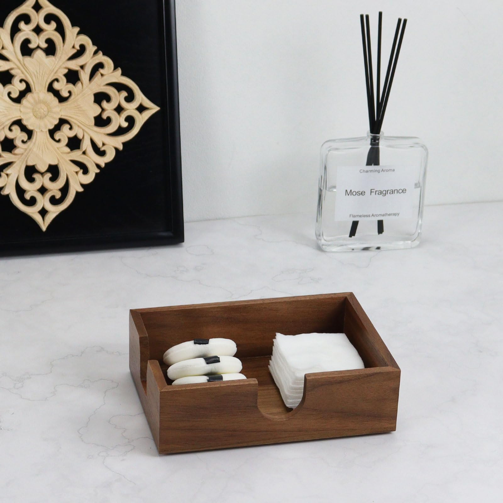 Sticky Note Holder, Walnut Wood Self Stick Note Pad Holders with Non-Slip Base, Cube Paper Holder Desk Organiser, Memo Pad Holder, Small Note Dispenser for Home Office Decor (4x6'' Note Holder) - Image 4