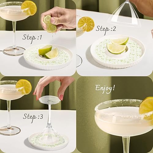 Miniatura 2 de The Cocktail Box Co. Cerámica Margarita Salt Rimmer & Sugar Rimmer Set  Accesorio de bebida para bares y fiestas en el hogar (juego de 2)