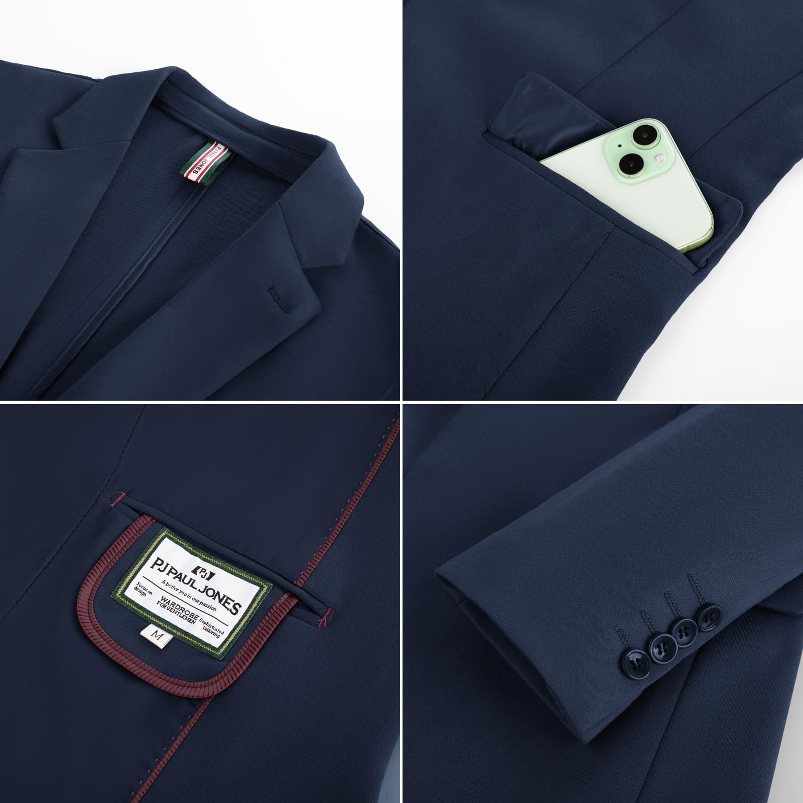 PJ PAUL JONES Cappotti sportivi casual da uomo in maglia con un bottone slim fit blazer tacca risvolto solido giacca con tasche