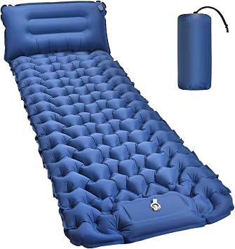 Sleeping Mat, 10 cm High Air Mattress Camping Small Pack Size, Inflatable Sleeping Mat Ultralight with Foot Pump, Waterproof Sleeping Mat for Outdoor, Hiking, Beach