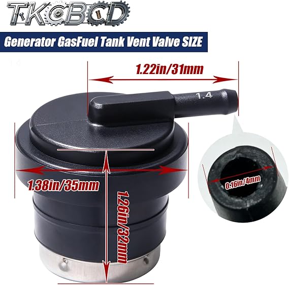 Generator Gas Fuel Tank Vent Valve Compatible with Generac GP5500 GP6500,Roll Over Valve 5000W 8000W Generator Compatible with MTD CUB CADET Tiller RT35 FT24 RT65 OHV Gas Fuel Tank Vent Valve