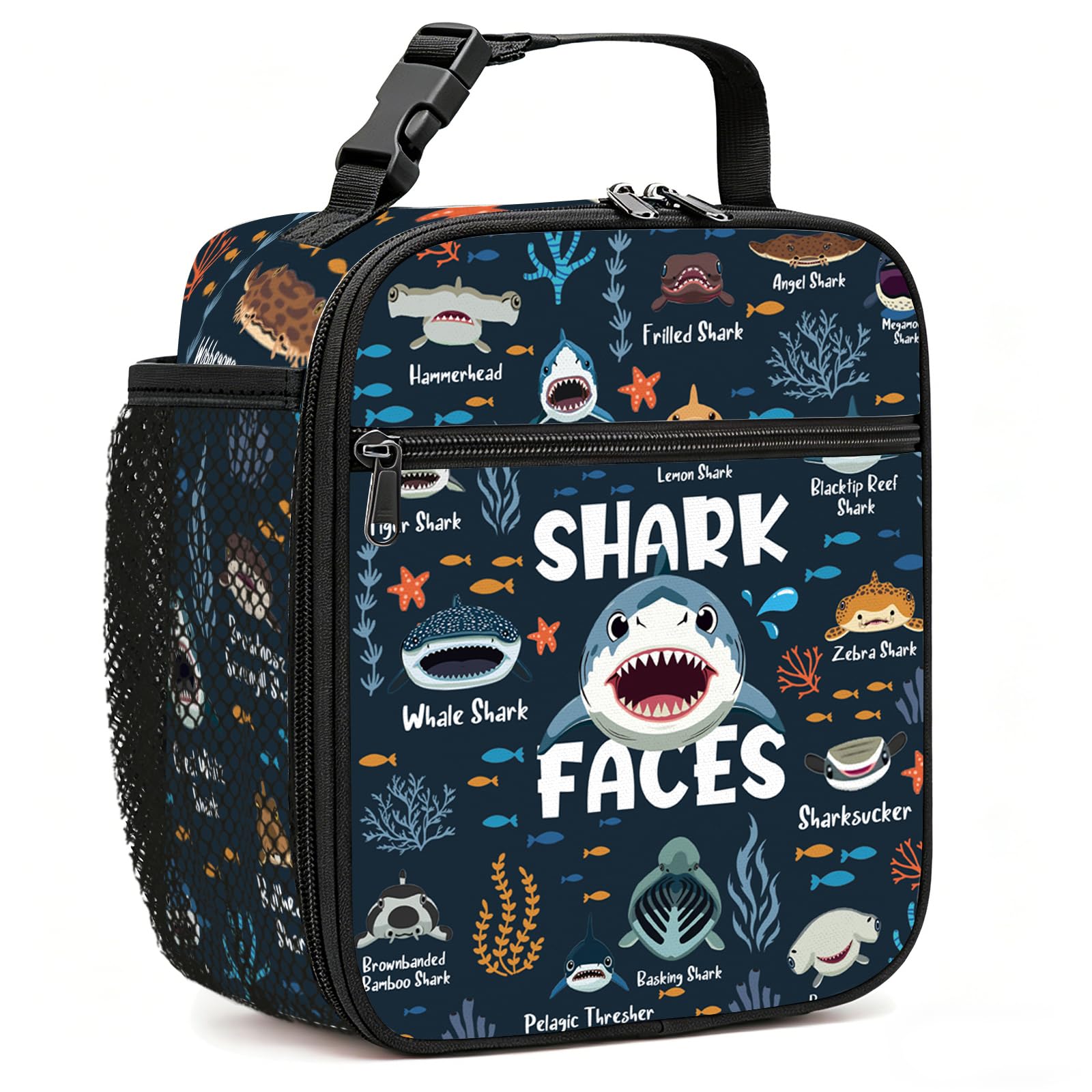 Yasrlvun Shark Insulated Lunch Bag for Women Men, Adult Kids Lunch Bag Reusable Leakproof Portable Lunchbag for Work Office School Picnic