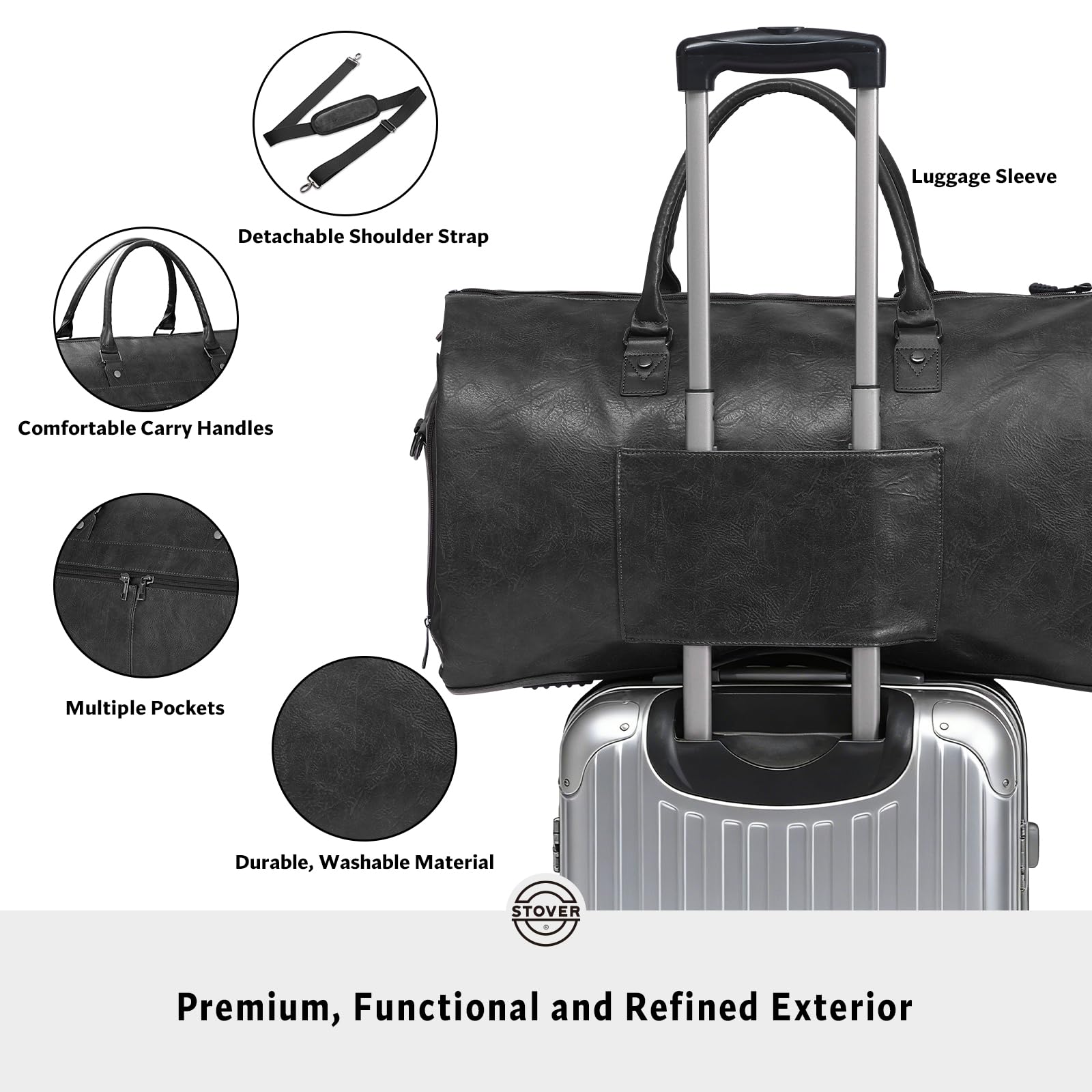 Stover Garment Reisetasche, groß, 2-in-1, wandelbares Handgepäck für Damen und Herren, zum Aufhängen, Kleider, Kleidung und Schuhfach, Wochenend-Tragetasche