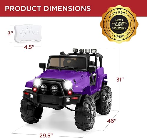 Vista 47 de Best Choice Products - Camión de 12 V con control remoto para montar, Rosado