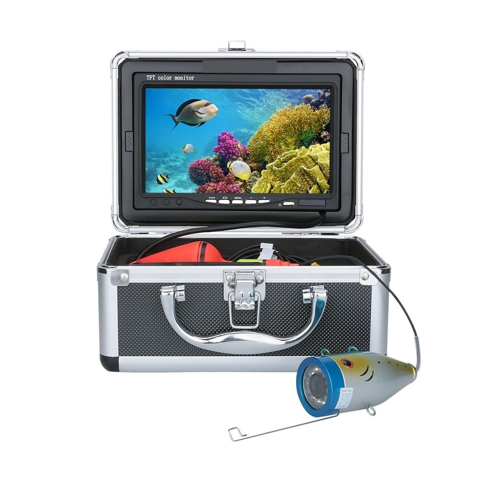 Buscador de Peces, Cámara de Pesca submarina 7 Pulgadas HD 1000tvl, Kit videocámara, lámpara LED infrarroja, Luces, Video, buscador Peces, 50 m(IR Leds 30M Cable)