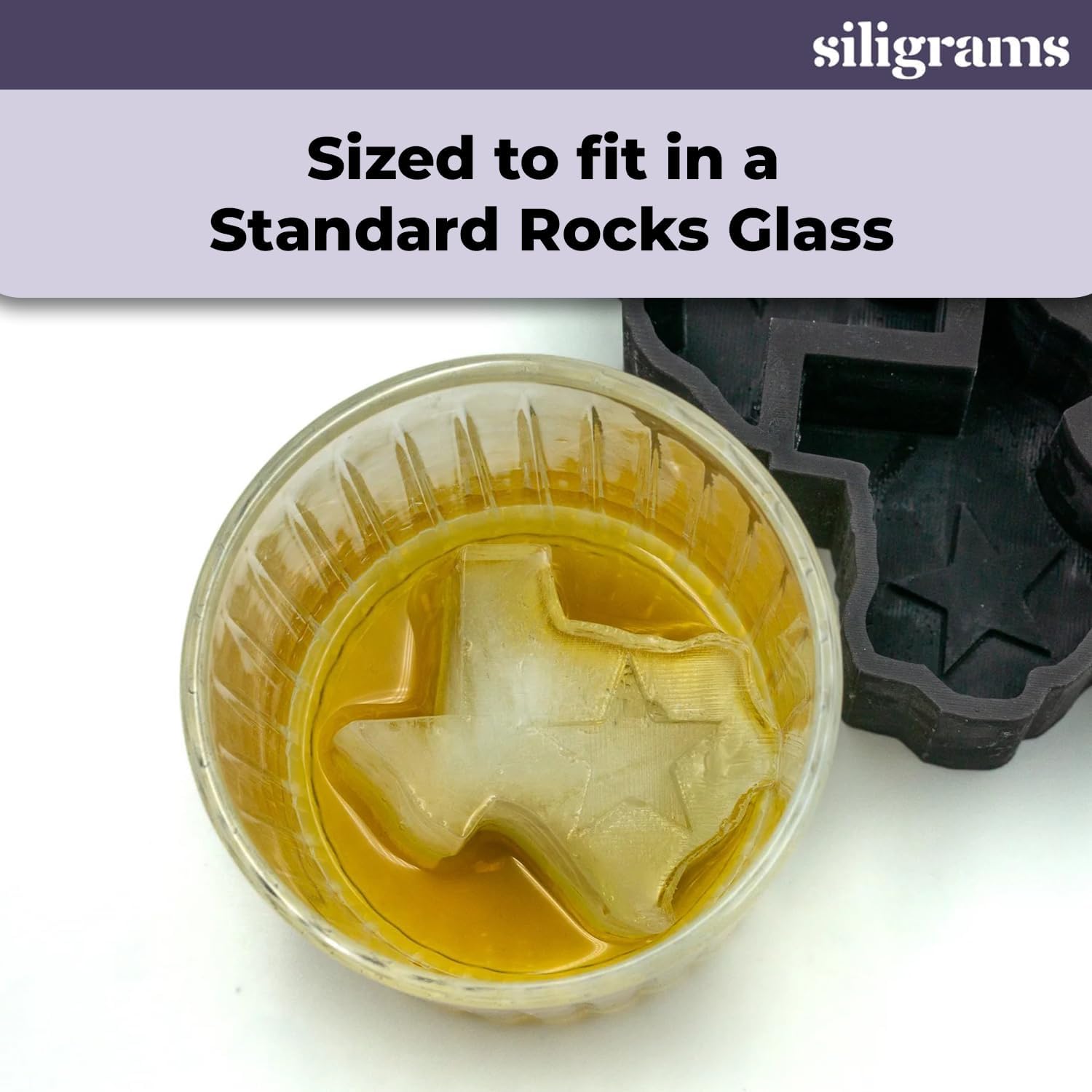 Siligrams Silicone Ice Cube Tray - State Shaped Ice Cube Mold for Cocktails, Whiskey & Other Drinks - Great Gift (TX - Texas)