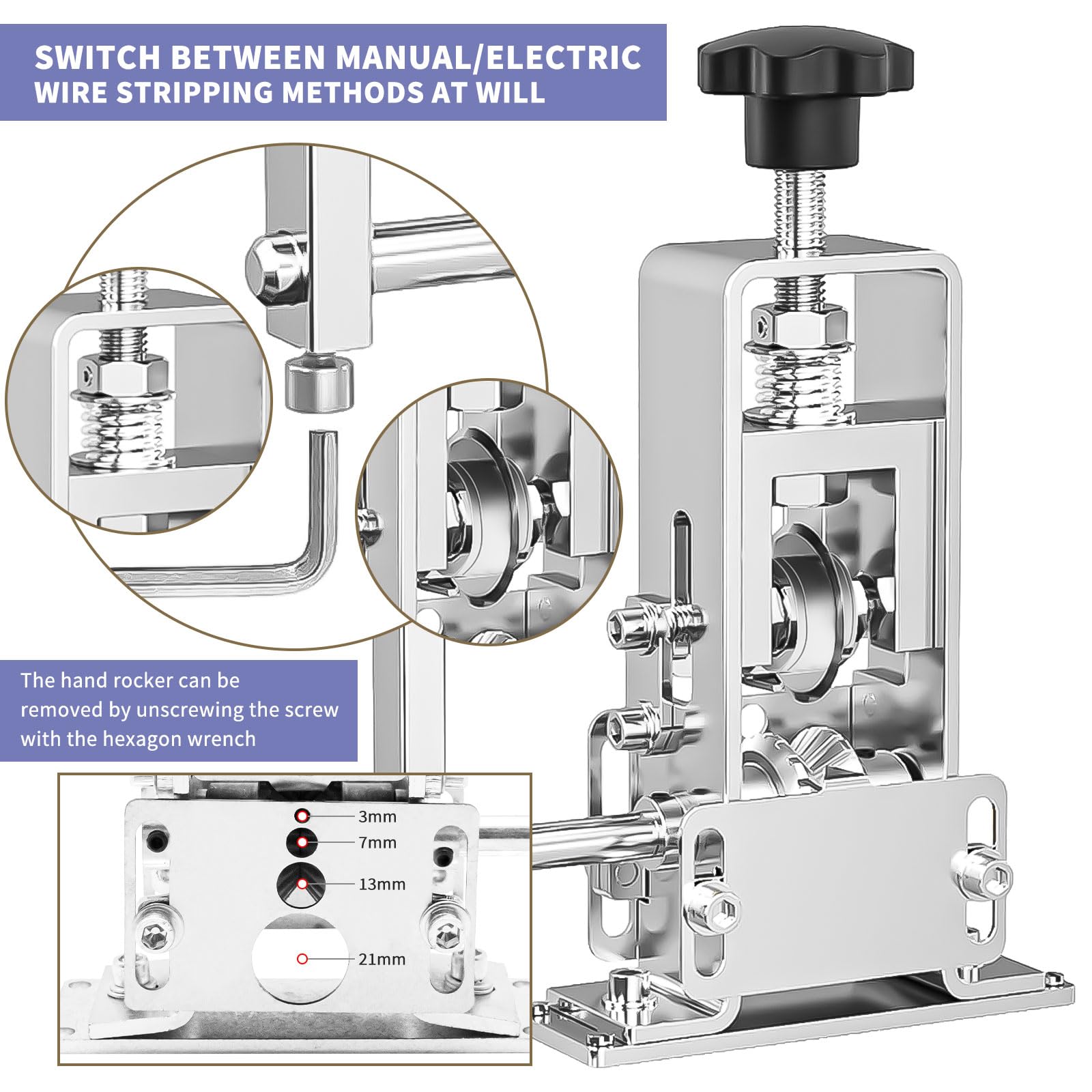 Manuelle Kabelabisoliermaschine 1-20mm – Multifunktionales Abisolierwerkzeug Mit Handkurbel, Perfekt Für Kupferrecycling