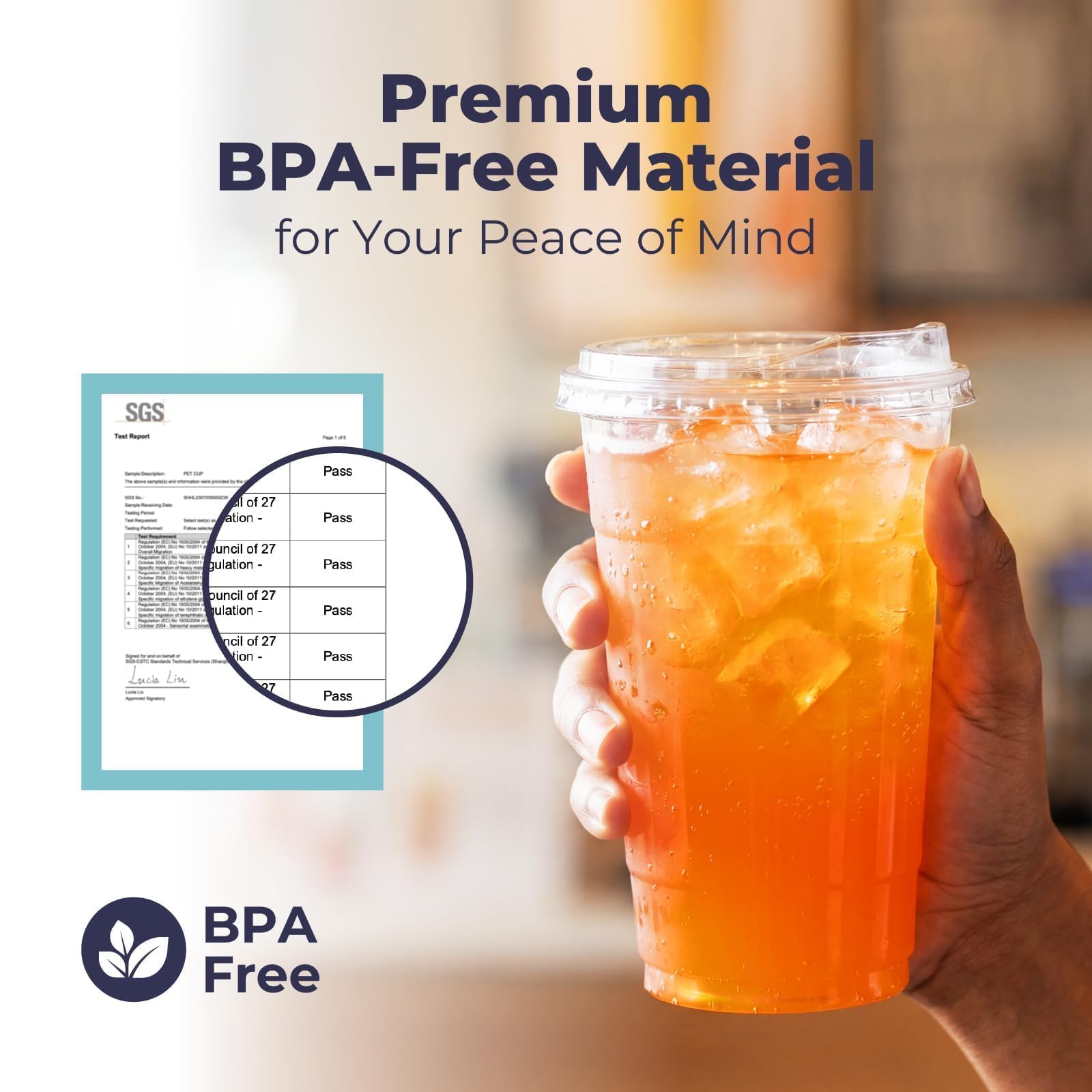 Fit Meal Prep Confezione da 100 bicchieri in plastica trasparente da 473,6 ml, con coperchi senza cannuccia, usa e getta, per caffè freddo, frullati, bibite, bevande fredde, bevande fredde