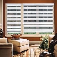 Vista 3 de Persianas de cebra para ventanas, persianas enrollables de doble capa, persianas para filtrar la luz y control de luz de privacidad para día