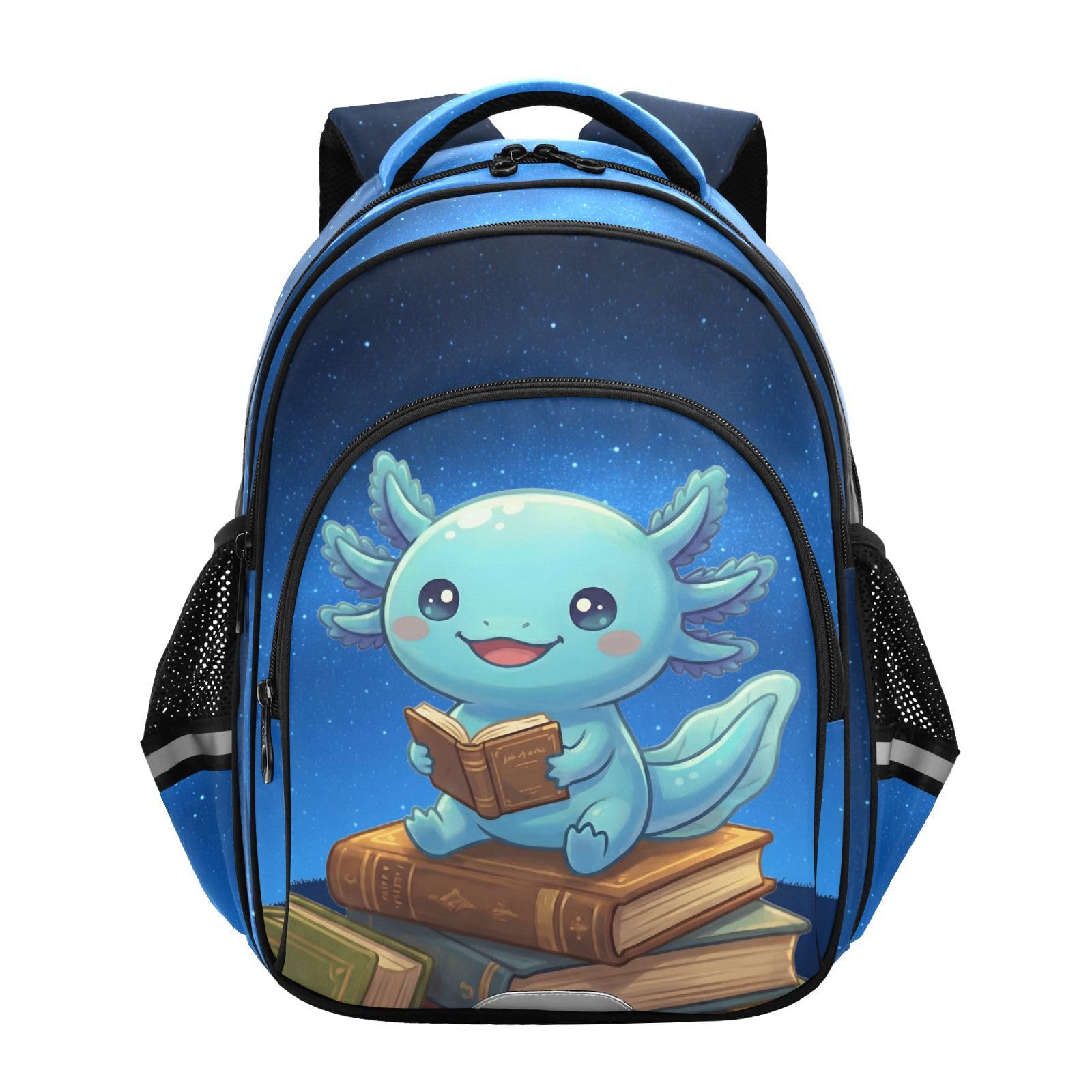 Lightweight Backpack Boy Girl Bookbag Cute School Bag Axolotl Daypack M 16L Ages 8-14 Galaxy Blue