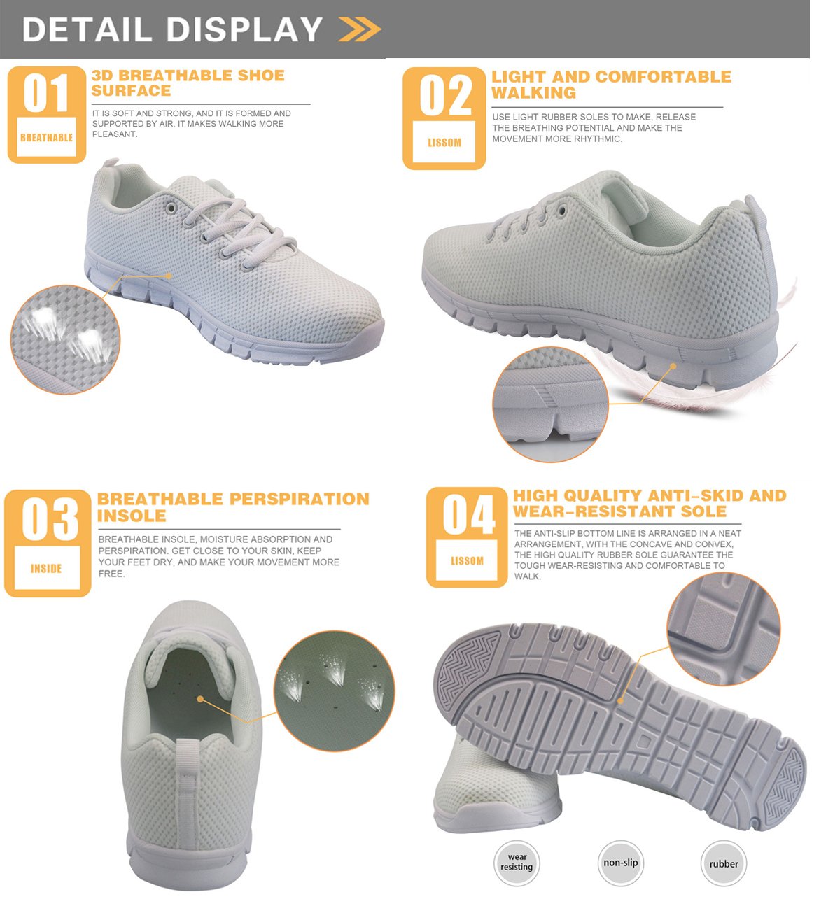 Showudesigns Zapatillas de Running Adulto Zapatos De Trabajo Senderismo Zapatillas de Running para Mujer Deportivas Enfermero EU 36-42 EU