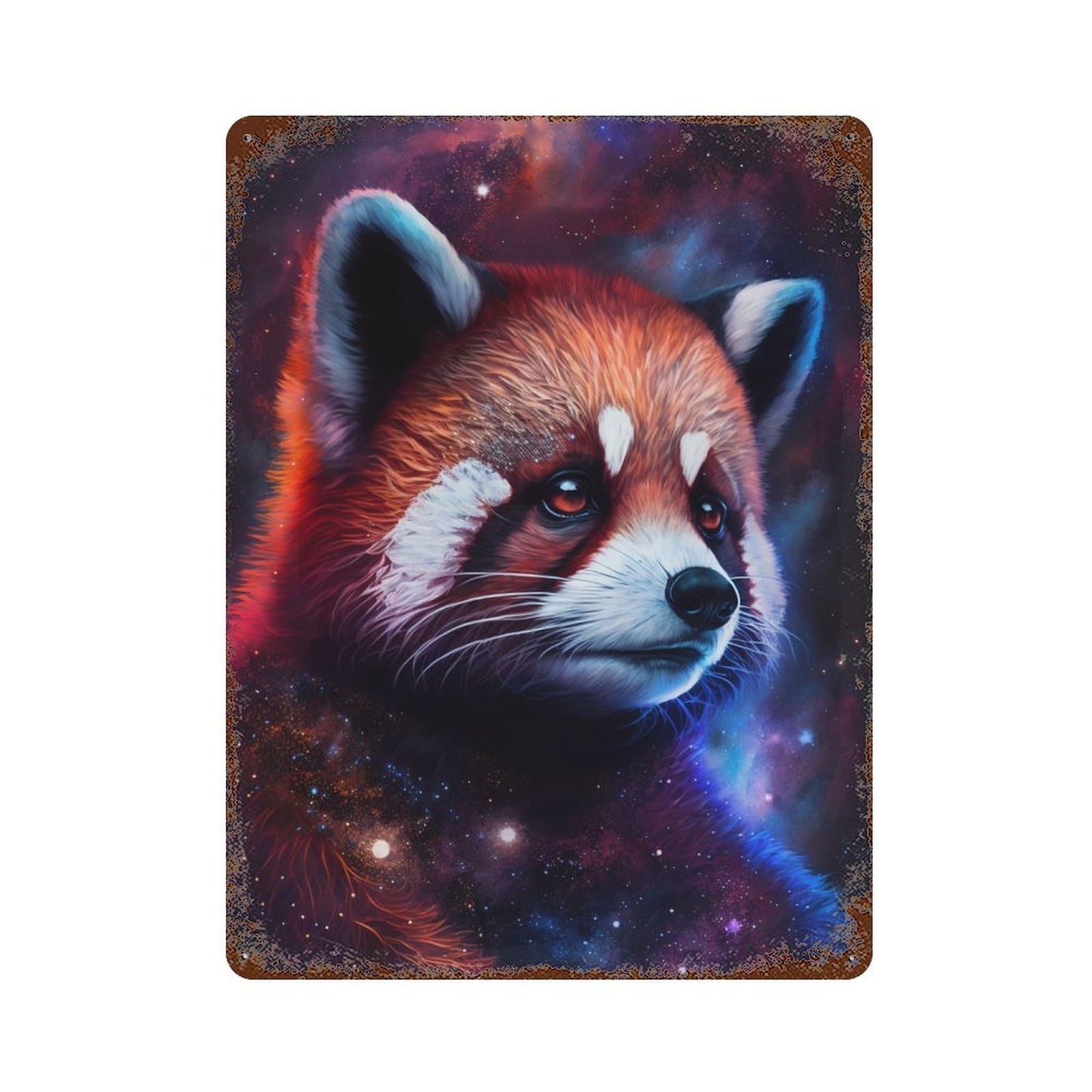 Cosmic Red Panda Portrait-1 Vintage Metal Tin Sign 15.7"x11.8", Novelty Wall Decor for Garage, Pub Or Kitchen