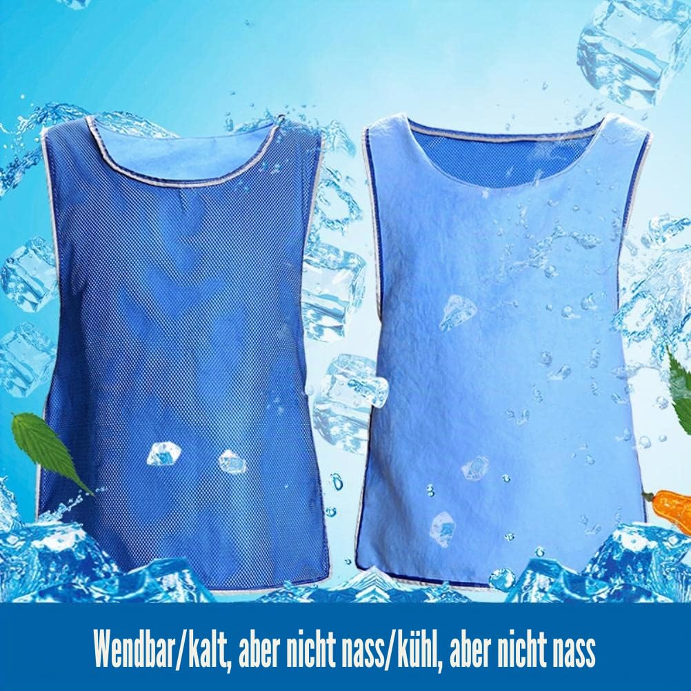 Kühlweste Sommer Eisweste Hitzebeständig Personal Kühlweste Sportweste für Unisex Erwachsene, Größe M, Blau