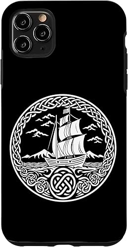 Funda para iPhone 11 Pro Max Ship Sailing de mitología nórdica con nudos celtas