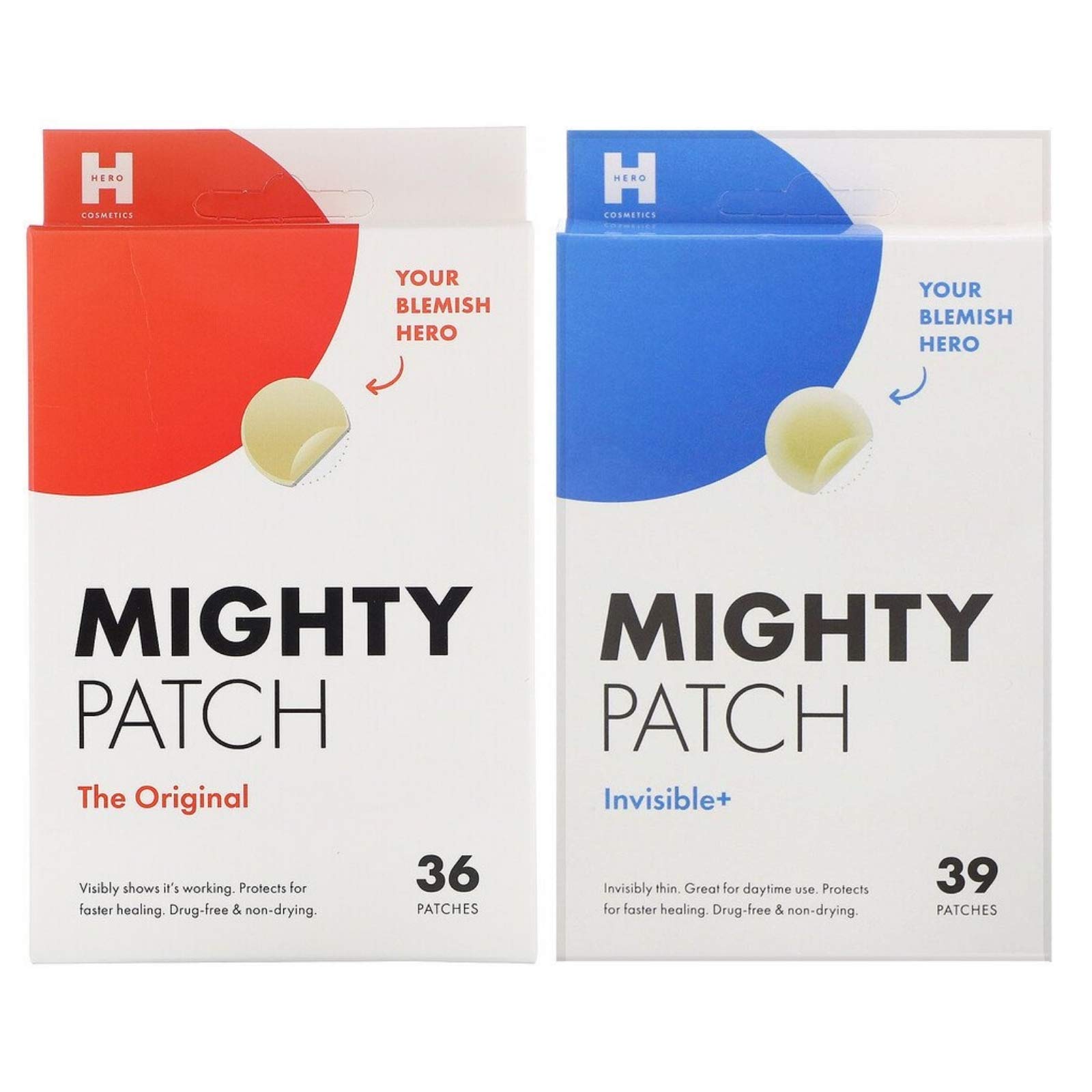 Mighty Patch Day & Night Pack Hydrocolloid Acne Pimple Spot Treatment, 36 Original & 39 Invisible (75 Count)