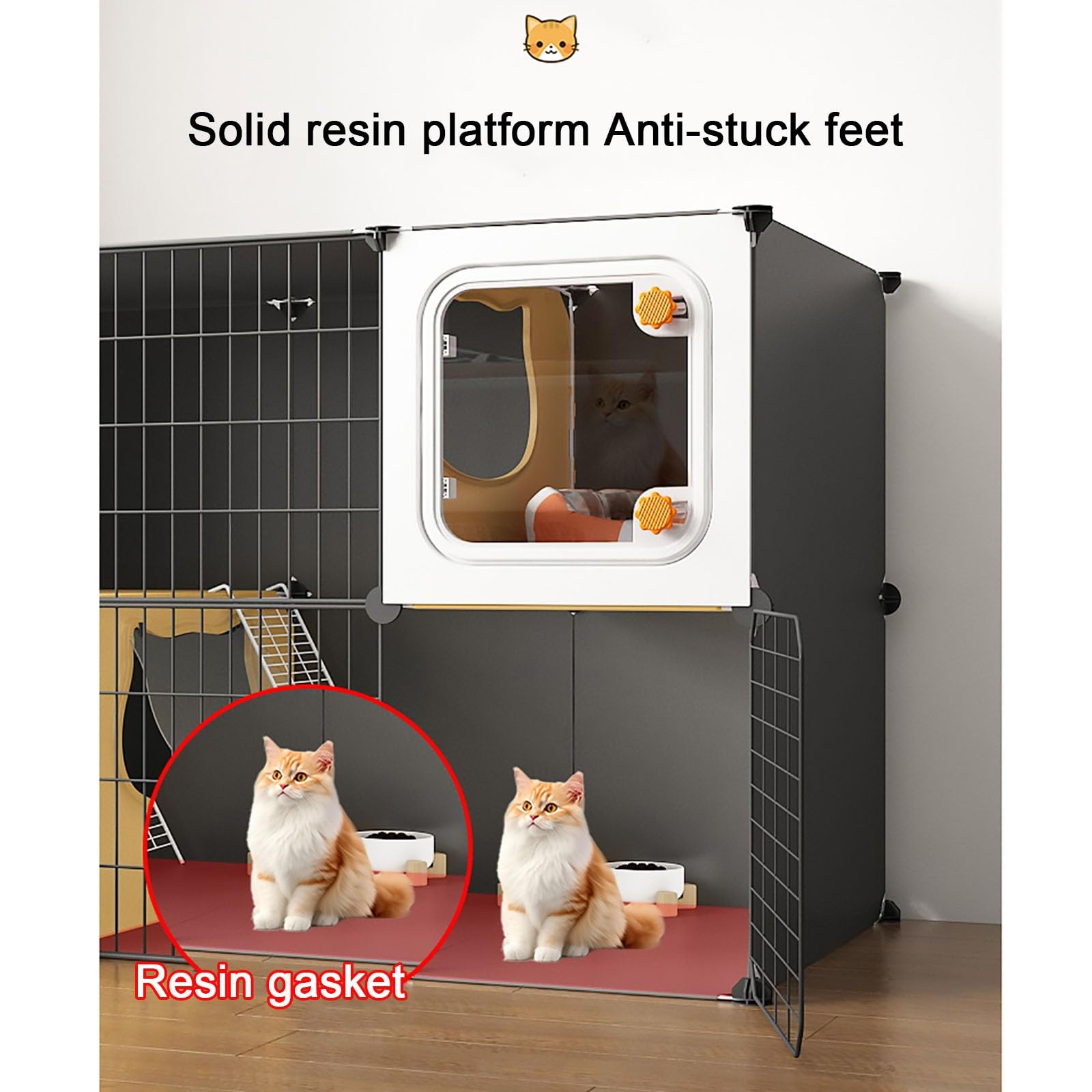 Gabbia per Gatti, Gabbia per Gatti da Interno con lettiera, Recinto in Metallo Multistrato smontabile per Piccoli Animali Domestici, Ideale per furetti, Conigli, Ricci - Design spazioso 105x