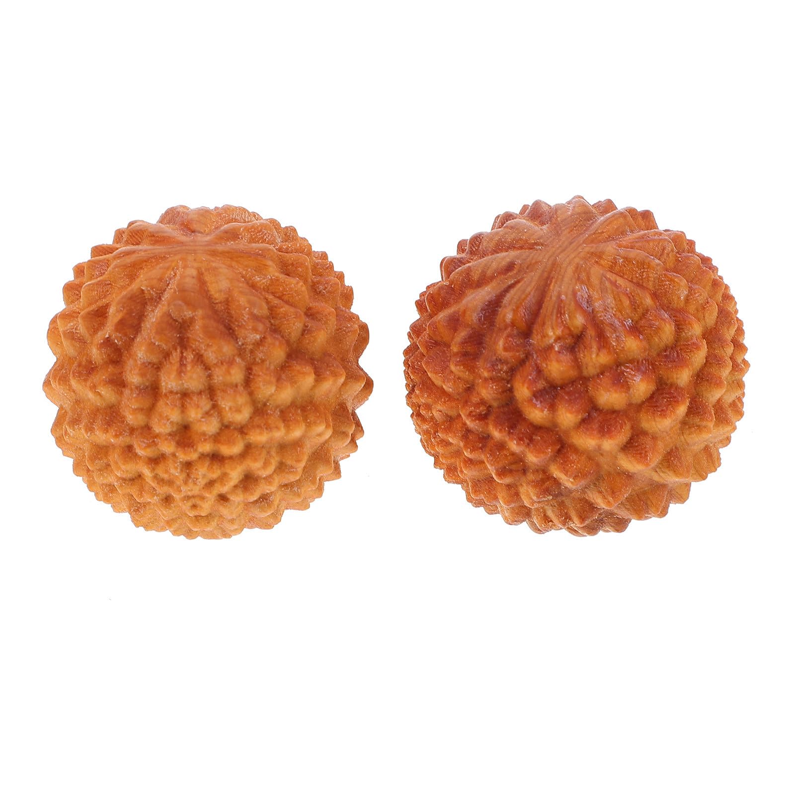 Homoyoyo Bolas de Masaje Manos de Madera Forma de Durián Amarillo, 2 Piezas para Masaje de Mano y Decoración en Casa