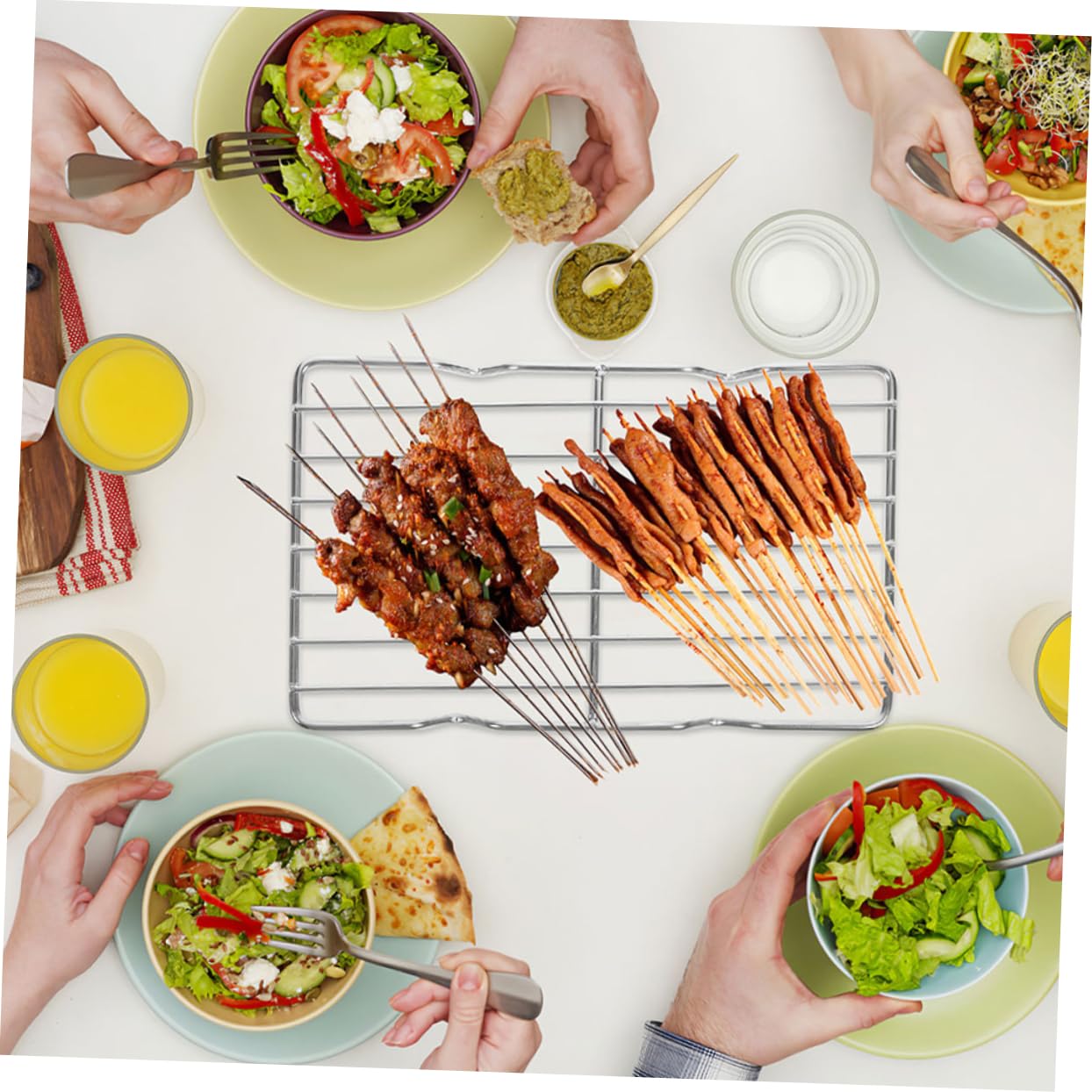 Healifty Griglia per Barbecue in Acciaio Inossidabile Argento Supporto Anti-Caduta Cibo per Picnic e Campeggio Multifunzione