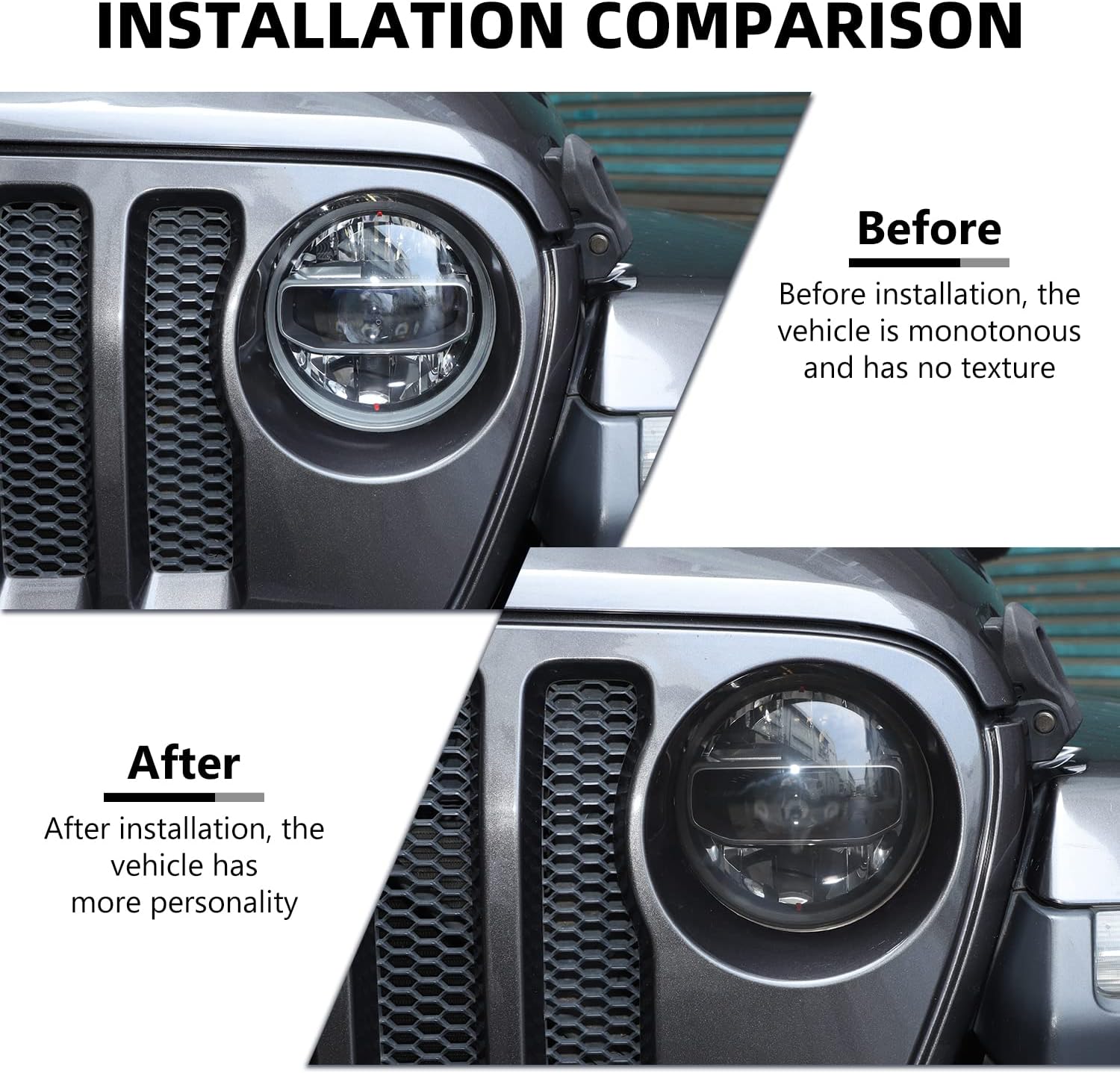 Smoked Headlight Cover, Front Head Light Lamp Trim Guard Compatible with Jeep Wrangler JL & Gladiator JT 2018-2023, Smoked Black