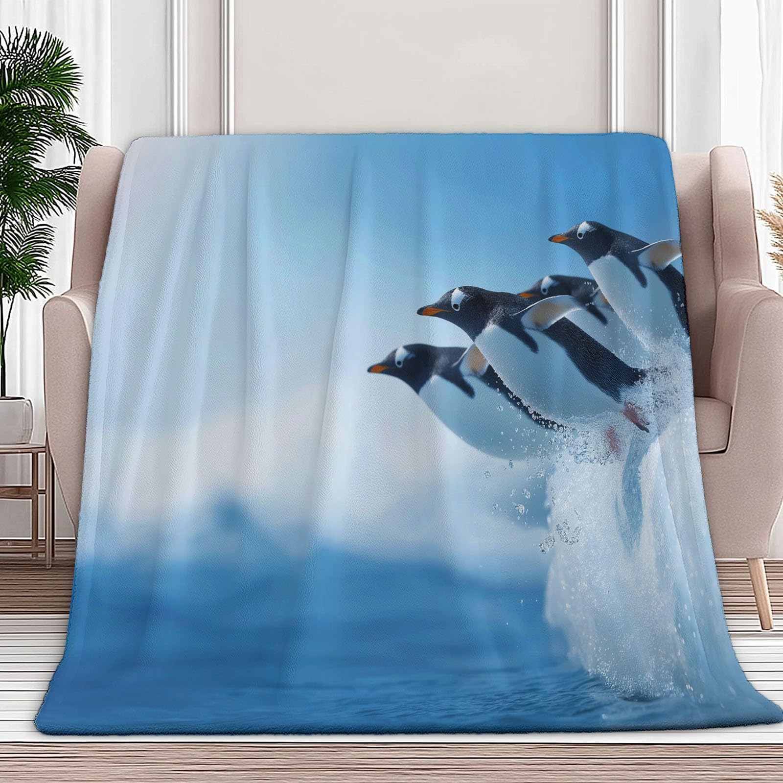 Couverture polaire flanelle 130x170 cm jeté de canapé microfibre bleu