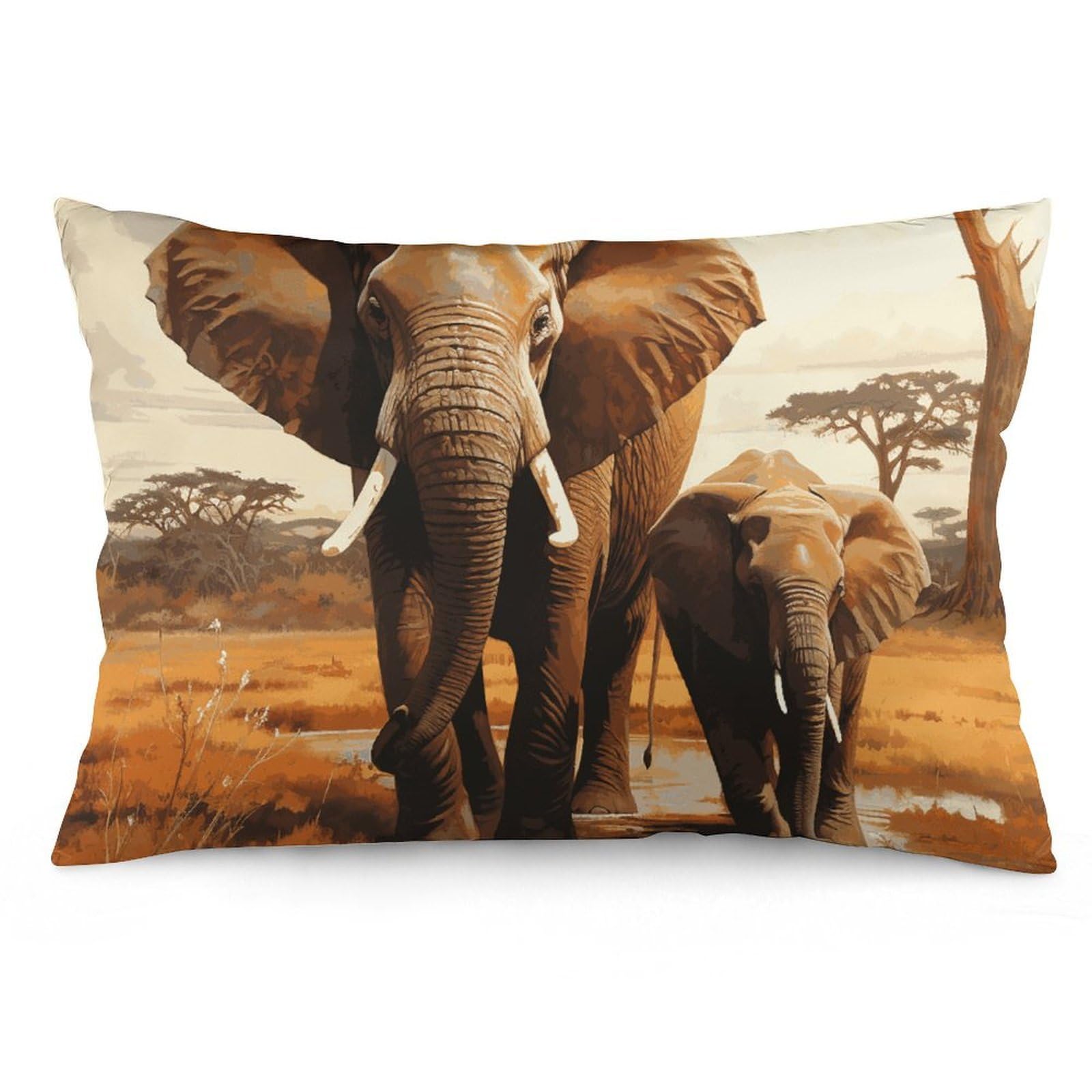 NTVOWPZO 2 Pack Decoration Throw Pillow Covers 20"x30" Pillowcases Covers Elephant Family Pillowcases Modern Farmhouse Home Decor Sofa Cushions Covers for Couch Bed Living Room