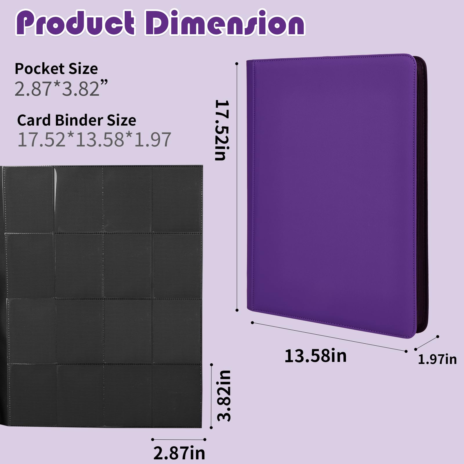 Raccoglitore per carte collezionabili di alta qualità, 16 tasche, senza anelli, per carte TCG, MTG, Lorcana, Sport e carte di dimensioni standard