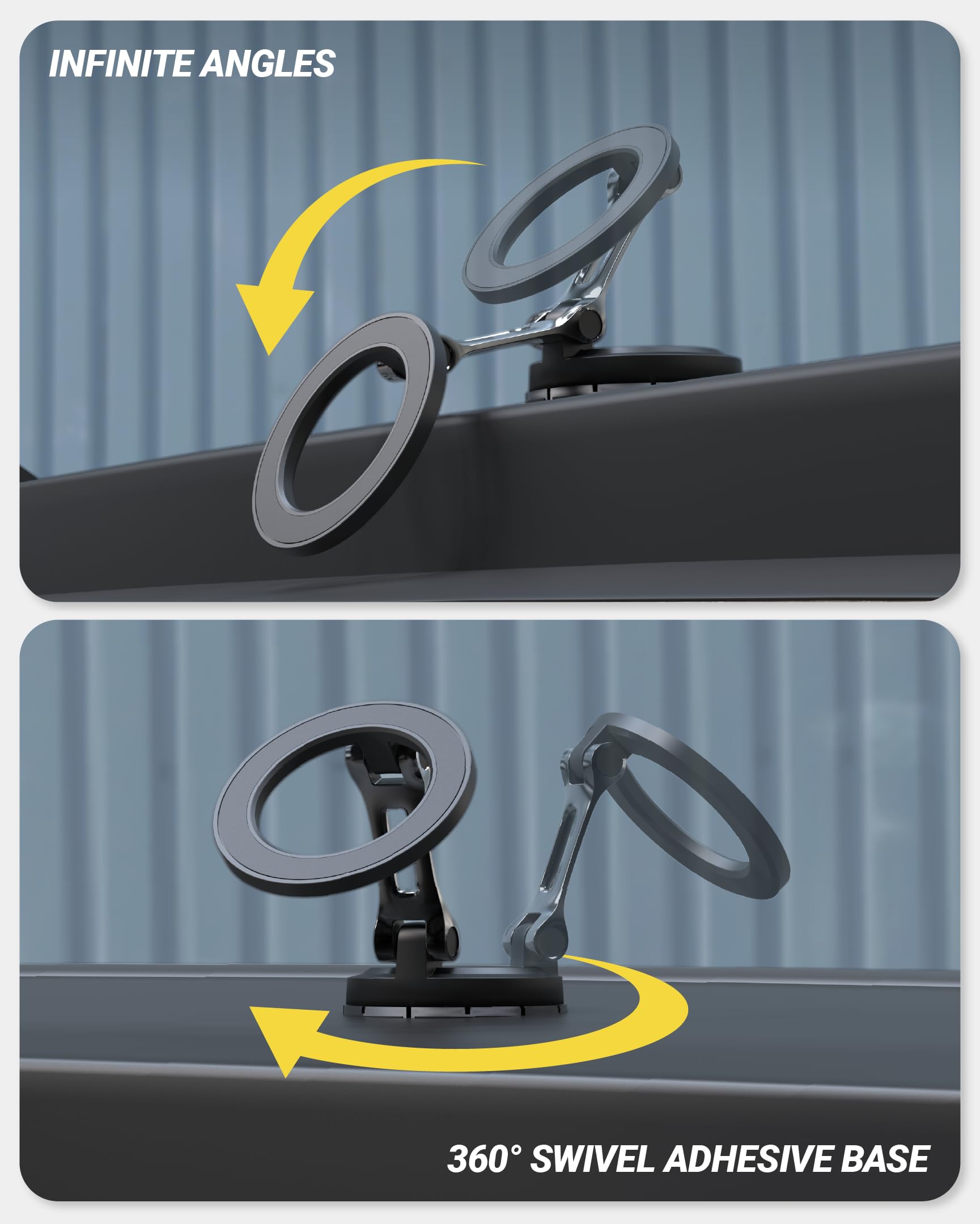 Scosche MagSafe Car Mount, Magnetic Phone Holder for Car Dashboard & Windshield with Foldable Arm, Adhesive Swivel Base with 360° Rotation, Compatible with iPhone 17/16/15/14/13/12 and PopSockets view 5