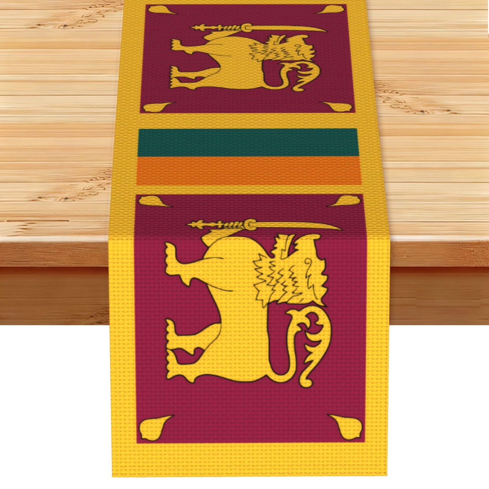 Sri Lanka Flag Table Runner 13x72 Inch Dining Decor