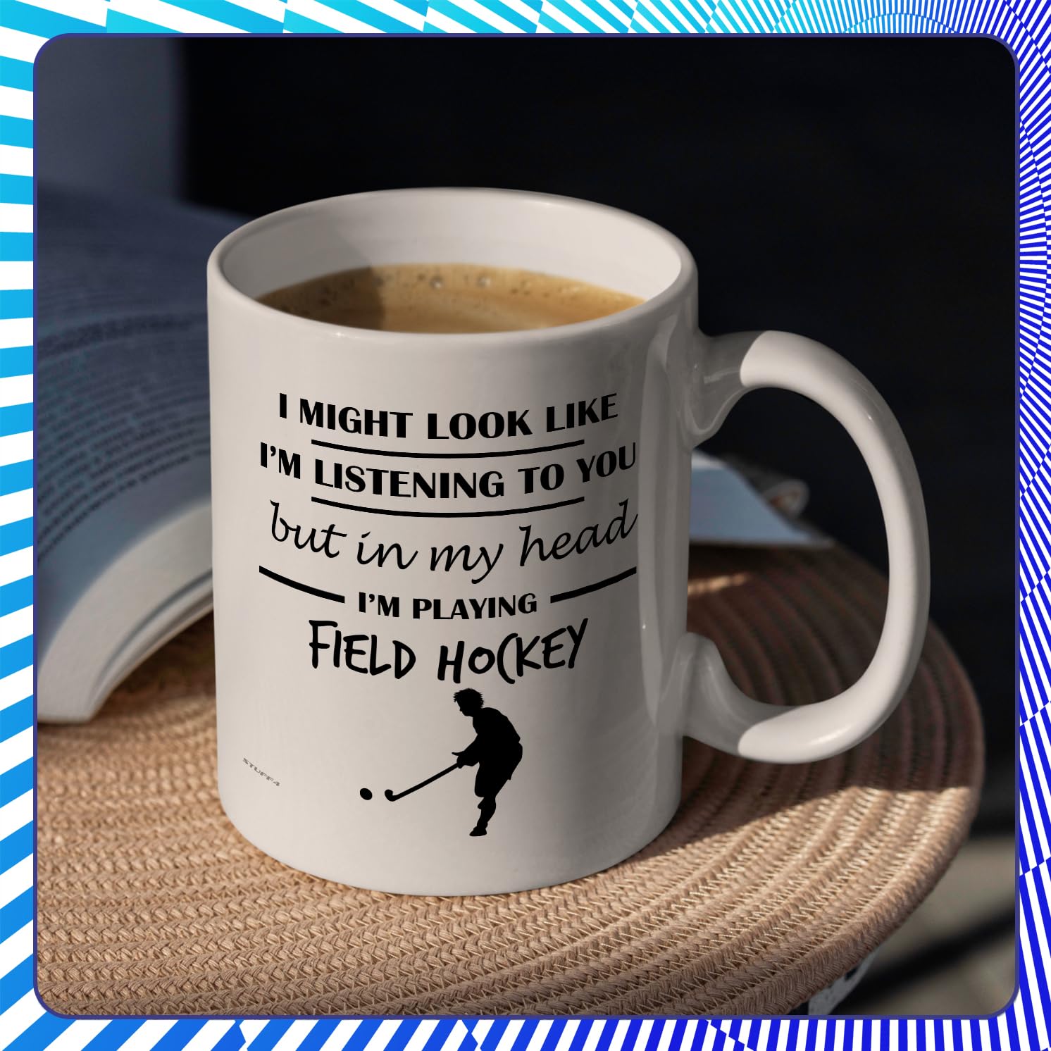 Stuff4 Field Hockey, in My Head Mug, White - Image 5