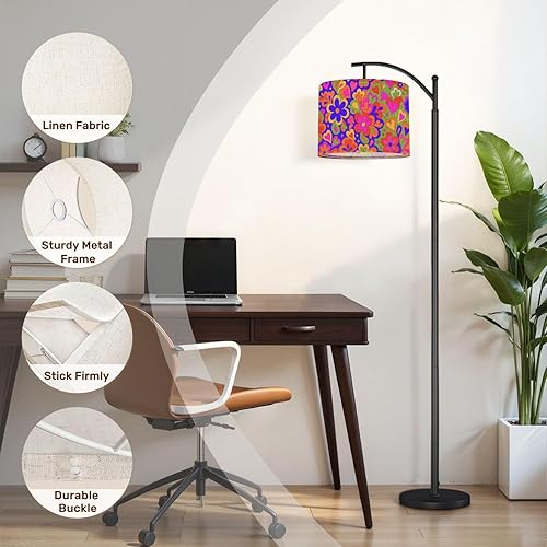 Miniatura 3 de Lamp Shades Set of 2 Retro groovy 60s 70s seamless Old school psychedelic hippie design Drum Lamp Shades for Table Lamps Floor Lamps Pendant Light