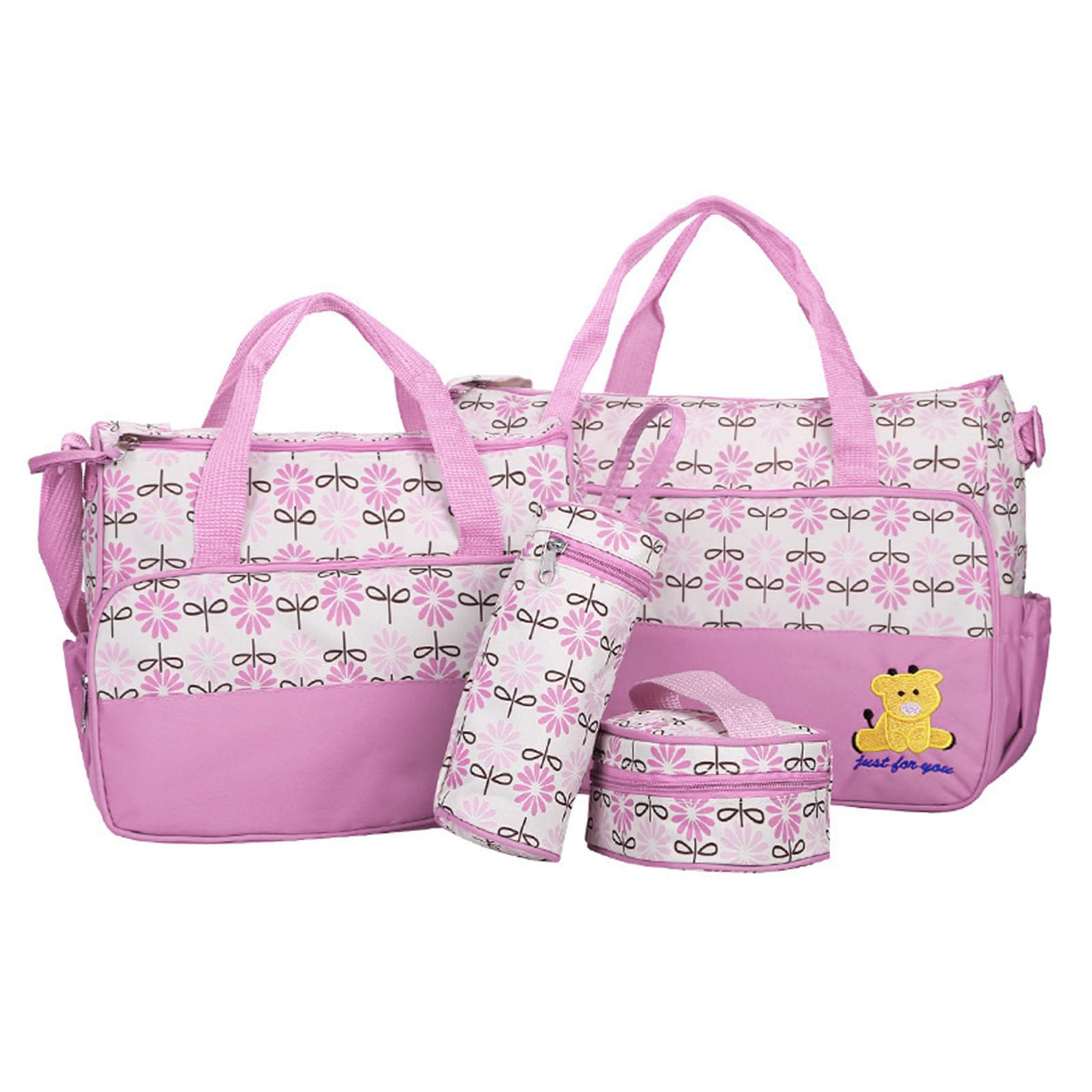 Set di 5 borse fasciatoio per lo shopping quotidiano, design spazioso, contenitore per pannolini per bambini, portatile, per consegne in ospedale, viaggi, viaggi
