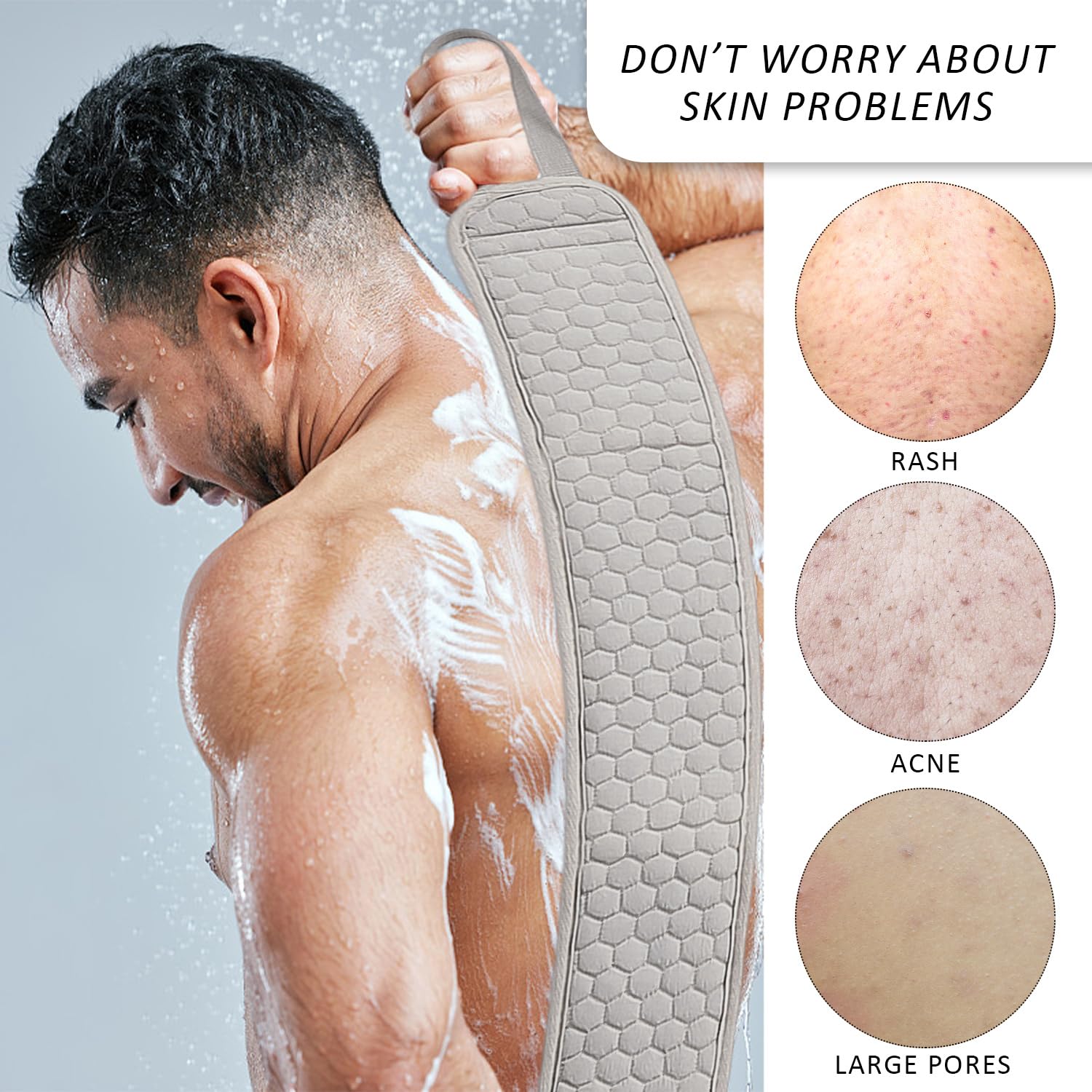 Estropajo para la espalda para ducha baño gris