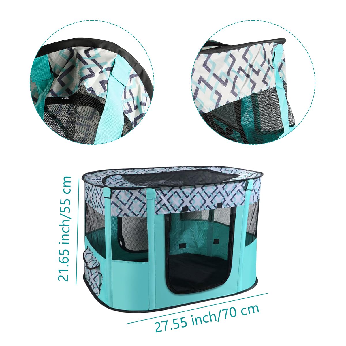 Valla plegable para perros parque de juegos portátil para animales, para cachorros, gatitos, conejos, uso en interiores color verde, tamaño pequeño, ideal para el hogar