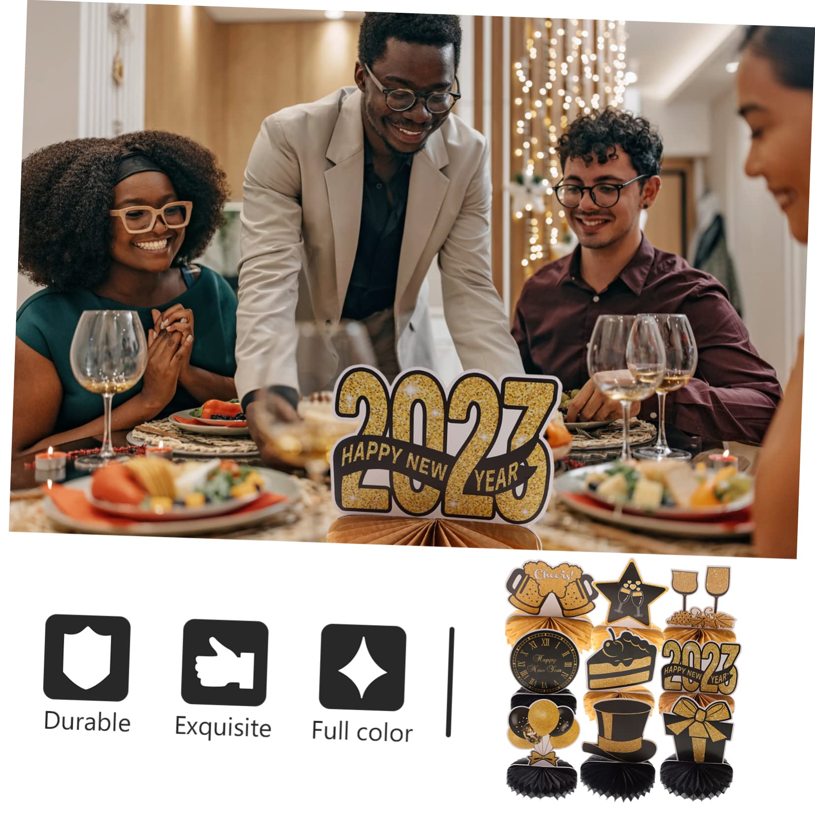 Ciieeo 5 Sätze Dekoration des neuen Jahres 2023 Neujahrsdekorationen Tafelaufsätze zum Mondneujahr Tischdekoration office party Partydekorationen für Silvester 2023 Waben- -Requisite