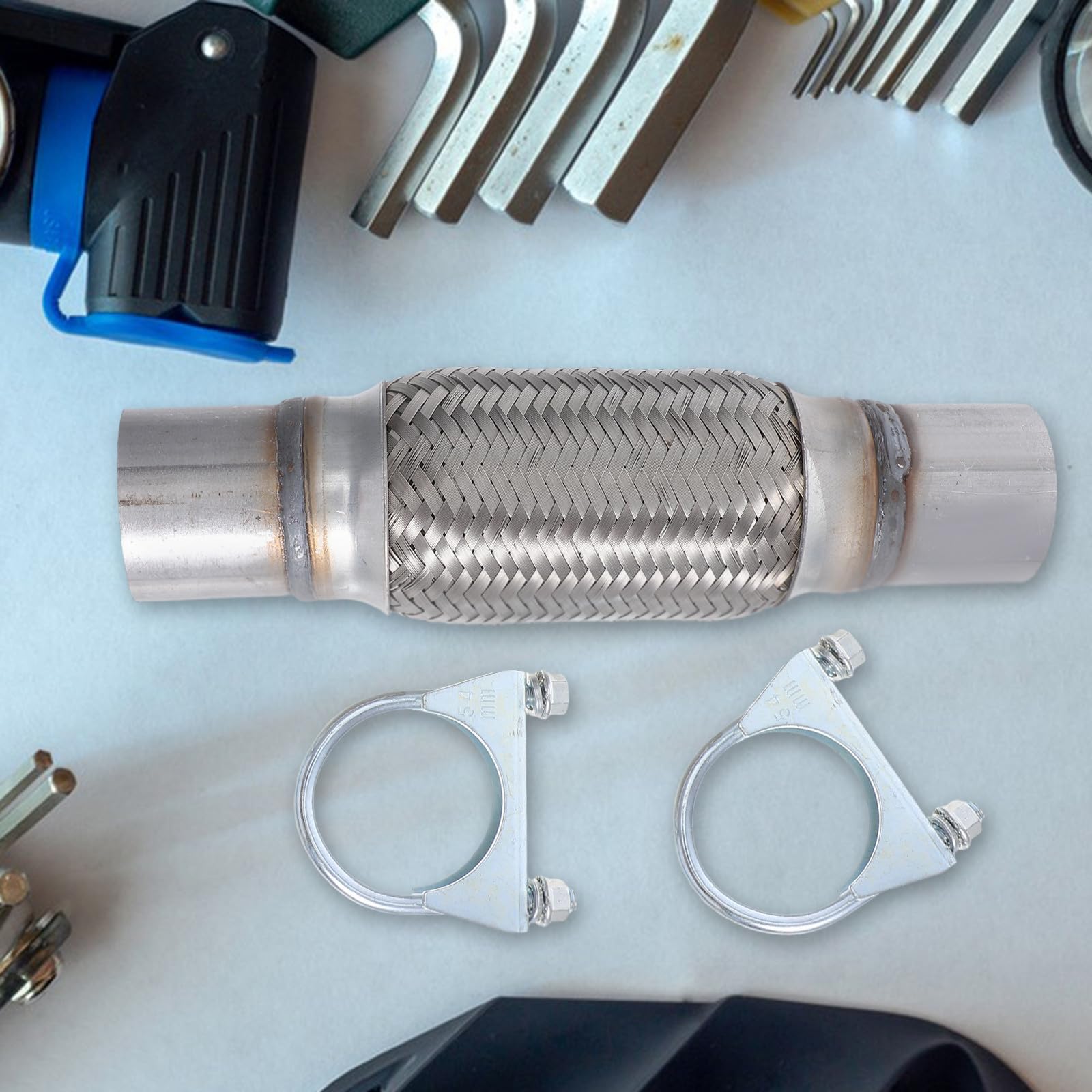 PLAFOPE Flexibles Abgasrohr aus Edelstahl 201 Auspuff Flexrohr mit Geräuschreduzierung und Vibrationsdämpfender Funktion für Autoreparatur