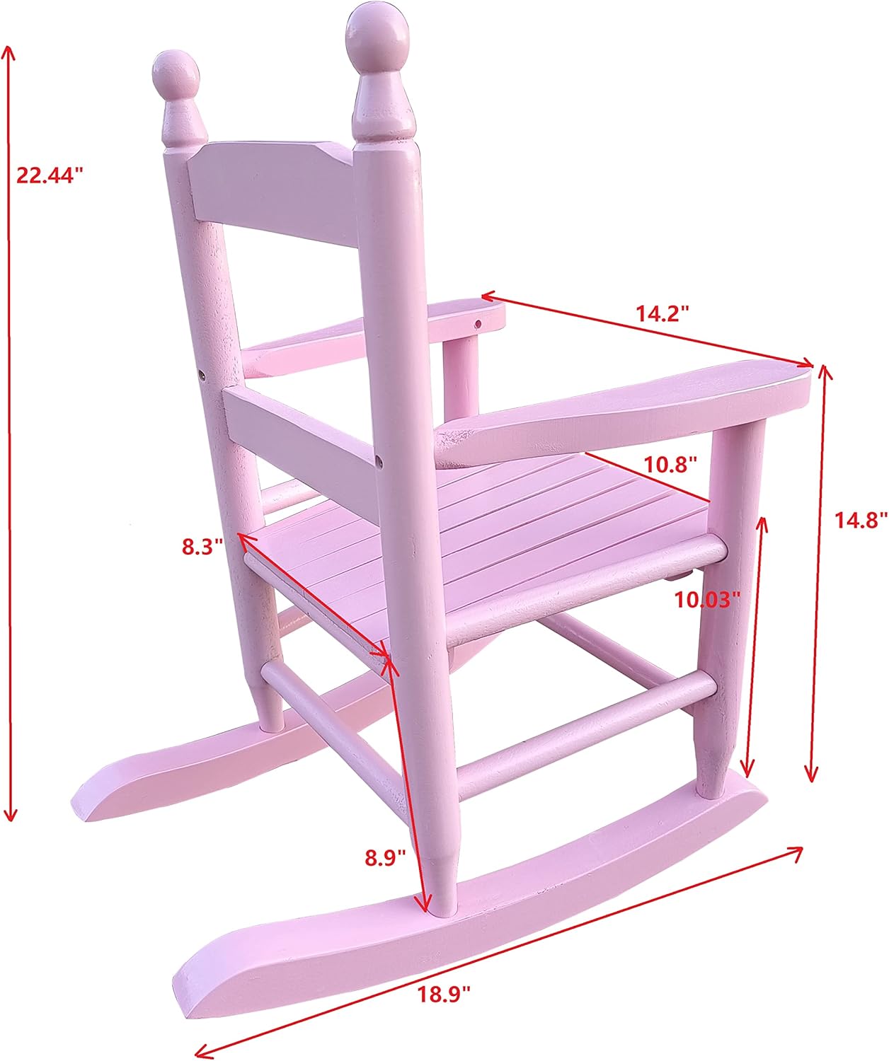 Childs Wood Rocking Chairs Classic Porch Rockers for Boys and Girls Indoor Outdoor Kids Rocking Chair Seats Childrens Furniture Rocker for Nursery Bedroom (A Type-Pink)